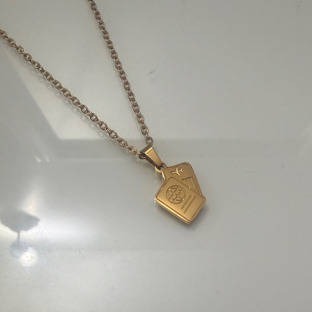 Passport Gold Pendant Necklace